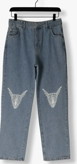 lichtblauwe alix the label wide jeans ladies woven denim bull pants