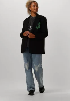 lichtblauwe alix the label wide jeans ladies woven denim bull pants