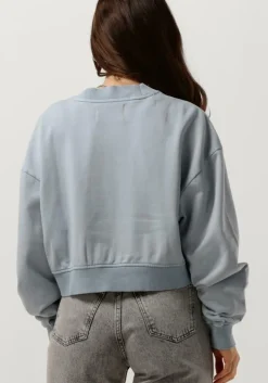 lichtblauwe calvin klein trui woven label washed v-neck