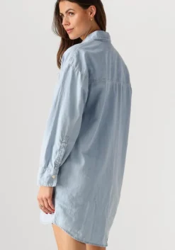 lichtblauwe calvin klein mini jurk tencel loose shirt denim dress
