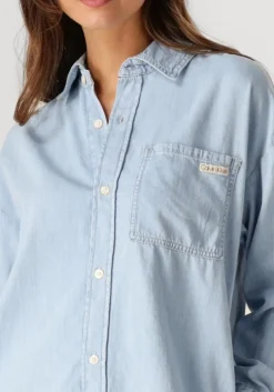 lichtblauwe calvin klein mini jurk tencel loose shirt denim dress