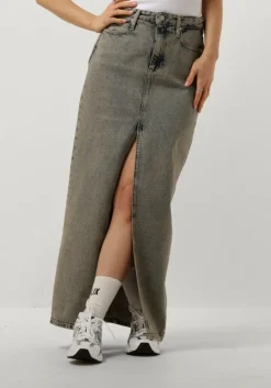 CALVIN KLEIN e maxirok front split maxi denim skirt>DAMES Rokken