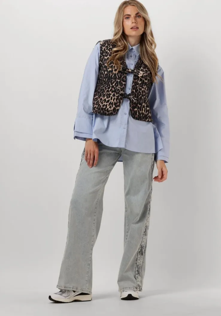 lichtblauwe catwalk junkie wide jeans loose fit jeans with lace detail