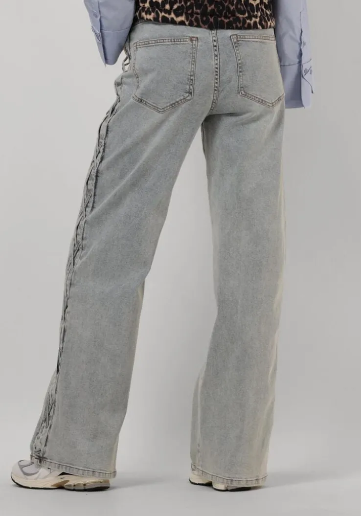 lichtblauwe catwalk junkie wide jeans loose fit jeans with lace detail