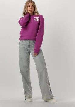 lichtblauwe catwalk junkie wide jeans loose fit jeans with lace detail