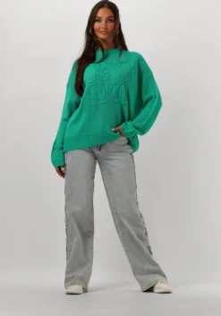 lichtblauwe catwalk junkie wide jeans loose fit jeans with lace detail