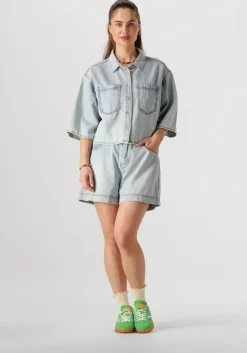 lichtblauwe circle of trust blouses mae denim blouse