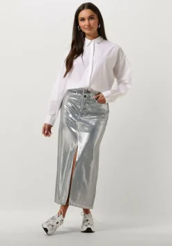 CO'COUTURE e co'couture maxirok foil denim skirt>DAMES Rokken