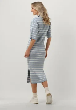 lichtblauwe esmé studios midi jurk aura polo dress knit