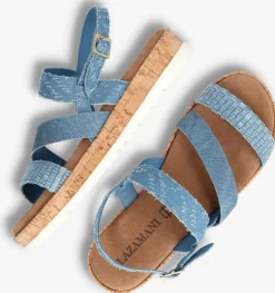 lichtblauwe lazamani platte sandalen la75013