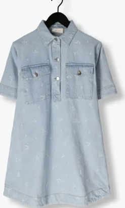 lichtblauwe neo noir mini jurk saras denim emb dress