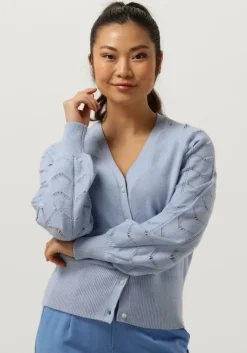 lichtblauwe object vest objeva l/s knit cardigan