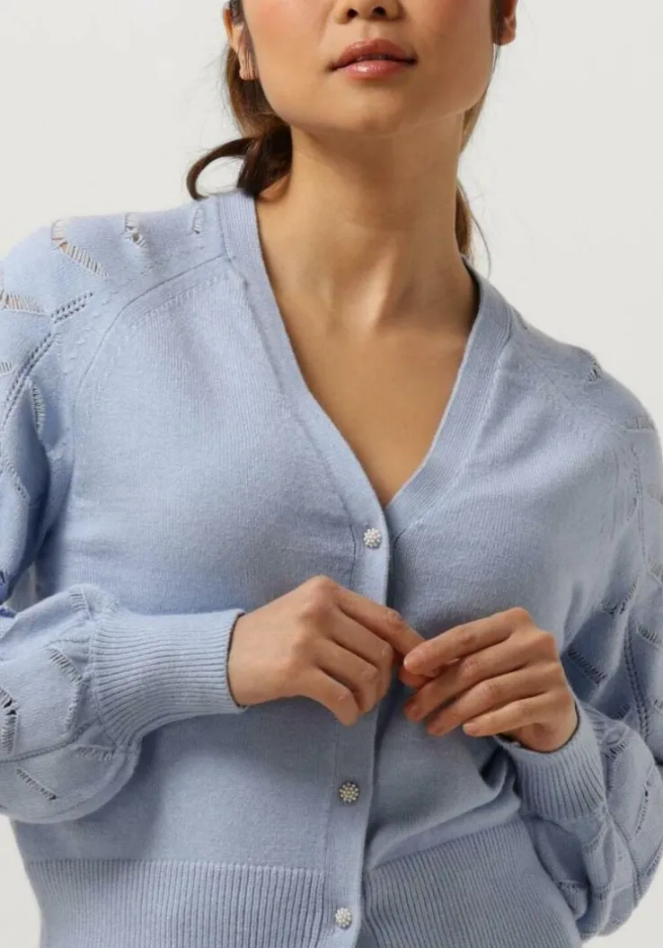 lichtblauwe object vest objeva l/s knit cardigan