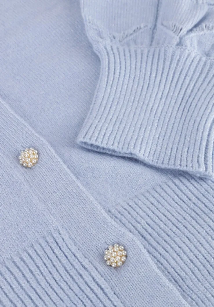 lichtblauwe object vest objeva l/s knit cardigan