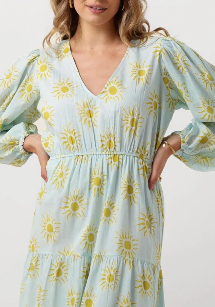 lichtblauwe omoda atelier maxi jurk x kae