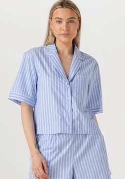 lichtblauwe rouge edit blouses roushona 2/4 resort collar shirt