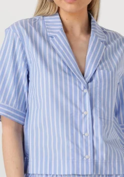 lichtblauwe rouge edit blouses roushona 2/4 resort collar shirt