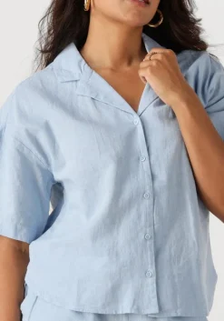 lichtblauwe selected femme blouses slfluisa 2/4 revers shirt b