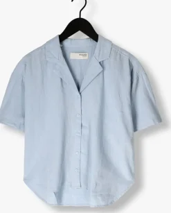 lichtblauwe selected femme blouses slfluisa 2/4 revers shirt b