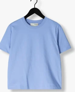 lichtblauwe selected femme t-shirt slfessential ss boxy tee