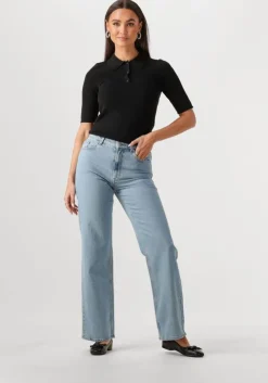 lichtblauwe selected femme wide jeans slfalice-n hw wide lon