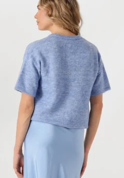 lichtblauwe selected femme t-shirt slfmaline-liliana 2/4 knit o-neck