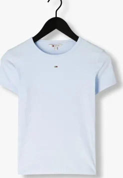 lichtblauwe tommy jeans t-shirt tjw slim essential rib ss ext