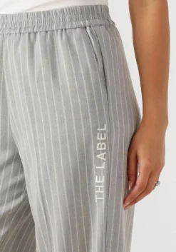 ALIX THE LABEL lichtgrijze wijde broek ladies woven pinstripe pants><noscript><img width=