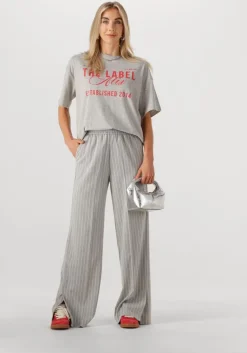 ALIX THE LABEL lichtgrijze wijde broek ladies woven pinstripe pants><noscript><img width=