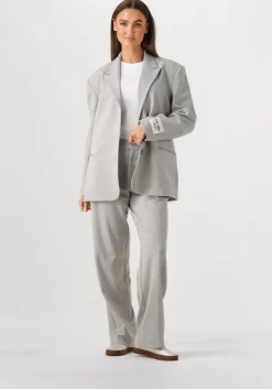 lichtgrijze alix the label pantalon ladies woven foil stripe pants