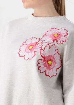 POM AMSTERDAM lichtgrijze trui floral grey melange><noscript><img width=