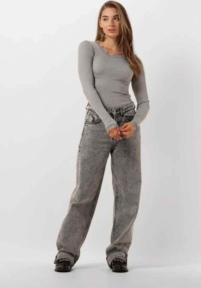 ROSEMUNDE lichtgrijze top babette silk t-shirt lace>DAMES Tops & T-Shirts