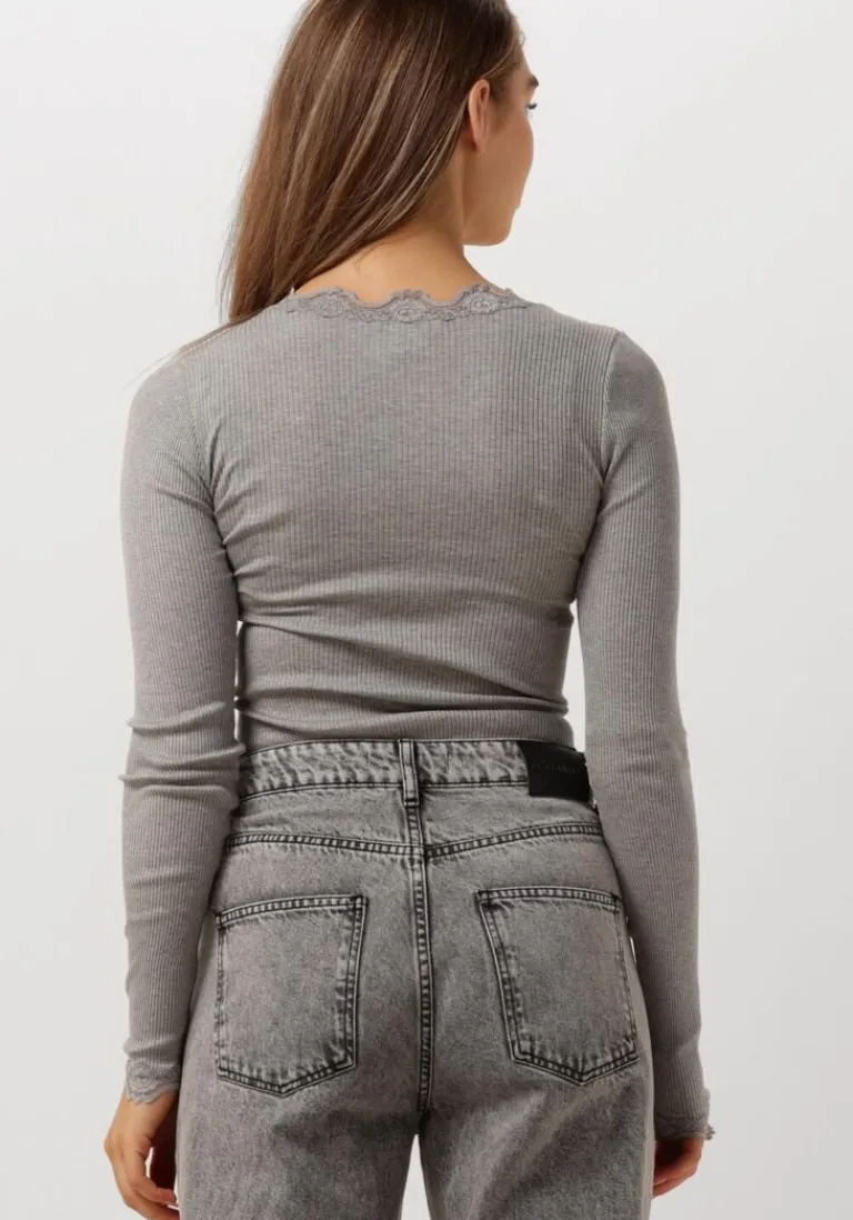 ROSEMUNDE lichtgrijze top babette silk t-shirt lace>DAMES Tops & T-Shirts