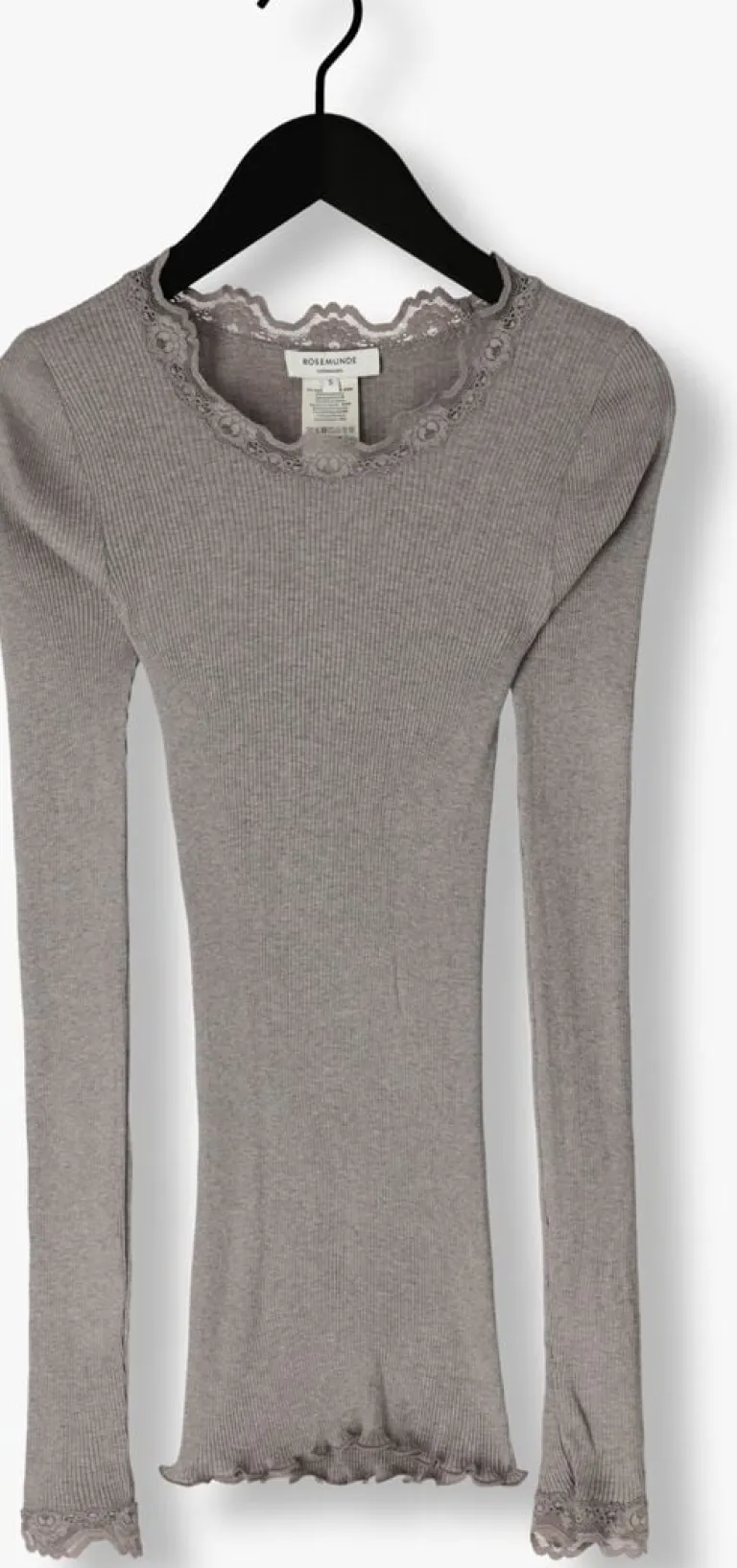 ROSEMUNDE lichtgrijze top babette silk t-shirt lace>DAMES Tops & T-Shirts