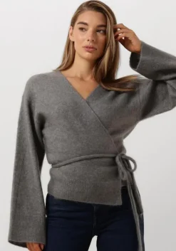 lichtgrijze second female vest brook knit wrap cardigan