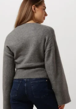 lichtgrijze second female vest brook knit wrap cardigan