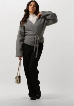 lichtgrijze second female vest brook knit wrap cardigan