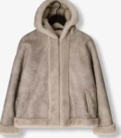 lichtgrijze studio ar faux fur jas ruby