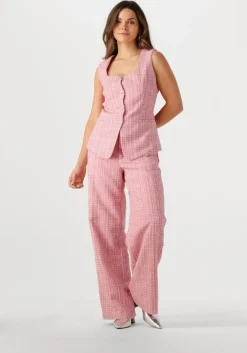 lichtroze neo noir pantalon emmett glitz boucle pants