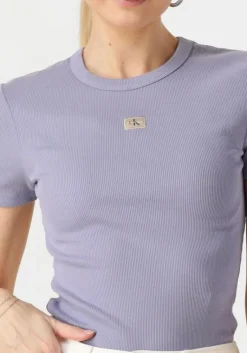 CALVIN KLEIN t-shirt washed woven label rib fit tee><noscript><img width=