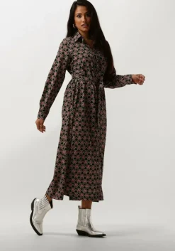 COLOURFUL REBEL midi jurk dalia graphic flower maxi shirt dress>DAMES Jurken