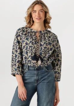 multi summum blouses 3/4 sleeve top block print