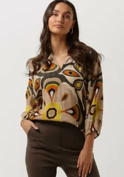 multi summum blouses top v neck bold flower