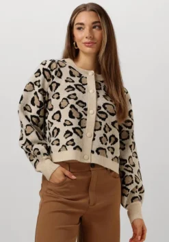 multi summum vest knitted cardigan leopard jacquard knit