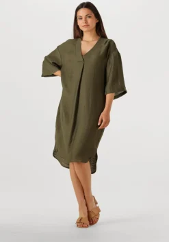 olijf co'couture midi jurk caryncc pleat tunic dress