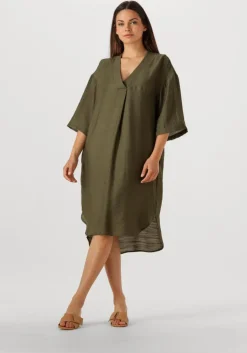 olijf co'couture midi jurk caryncc pleat tunic dress