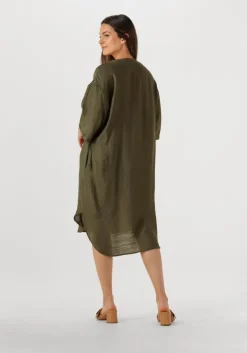 olijf co'couture midi jurk caryncc pleat tunic dress