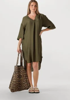 olijf co'couture midi jurk caryncc pleat tunic dress
