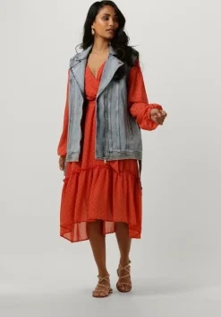 oranje colourful rebel midi jurk embla small geo balloon sleeve midi dress