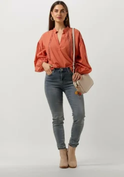 oranje summum blouses top lace accent tencel/cotton
